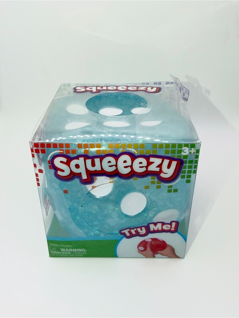 Authentic Squeeezy blue dice jumbo viral squeeze sensory toy squish glitter dice